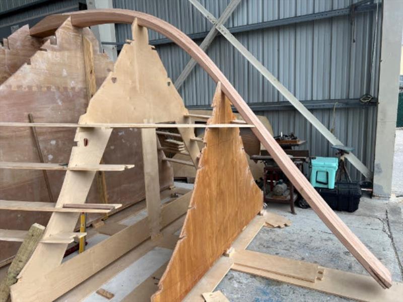 Hull #10 - Carved stem in place - photo © Michael Rybovich & Sons