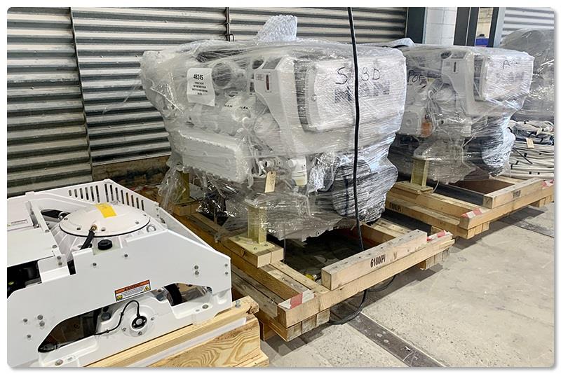 The twin 1200MHP MAN engines and Seakeeper 9 that will be installed in hull No. 45 - photo © Viking Yachts