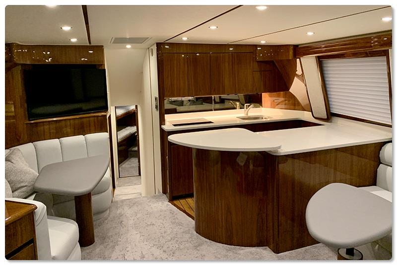 Like all Vikings, the 48's salon is open and inviting - photo © Viking Yachts