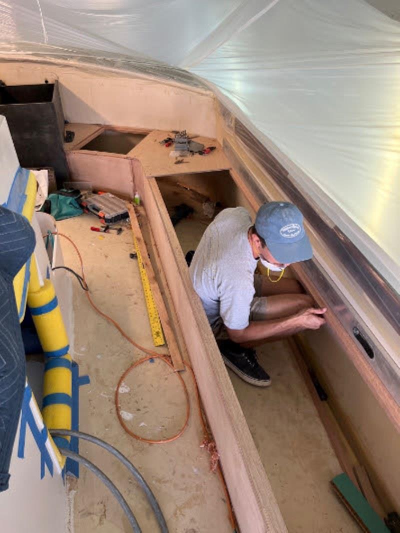 Hull #7 - Tyler on bridge seating - photo © Michael Rybovich & Sons