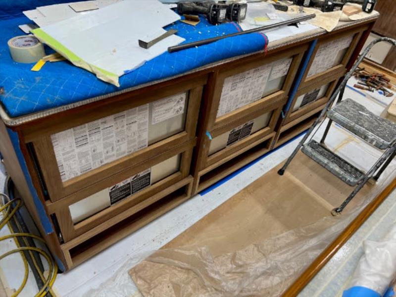Hull #7 - Refrigerator door joinery - photo © Michael Rybovich & Sons