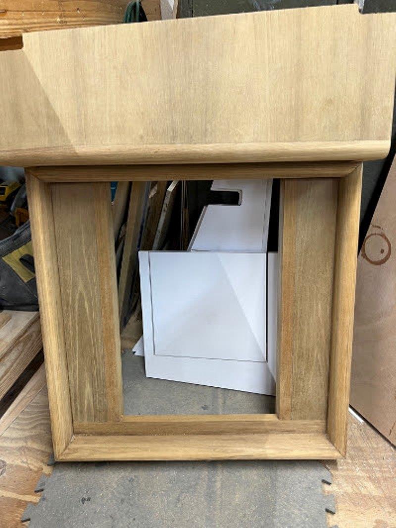 Hull #8 - Head upper vanity joinery - photo © Michael Rybovich & Sons