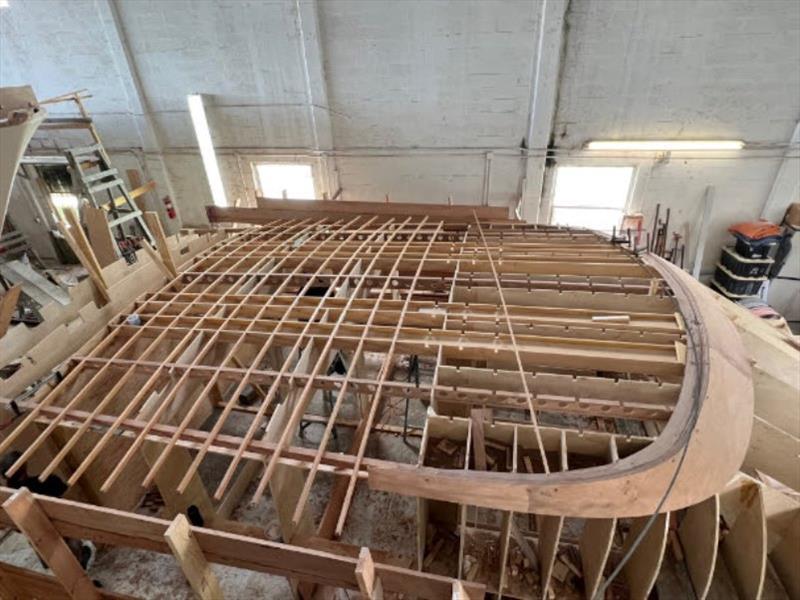 Hull #9 - Deck beam installation - photo © Michael Rybovich & Sons