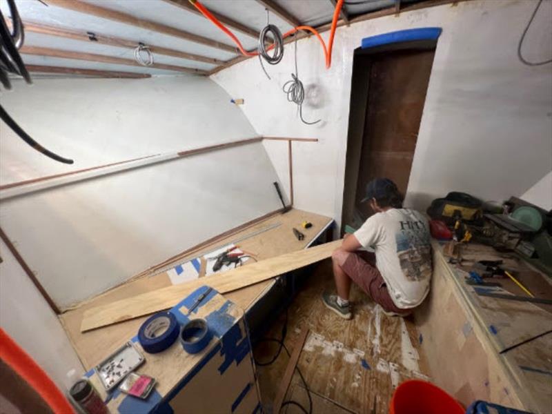 Hull #8 - Forward stateroom bunk area - photo © Michael Rybovich & Sons
