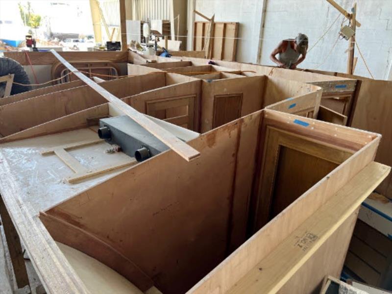 Hull #9 - Forward cabin bulkhead installation - photo © Michael Rybovich & Sons