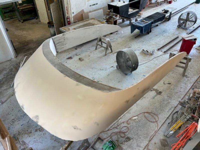 Hull #9 - Flying bridge in high build - photo © Michael Rybovich & Sons