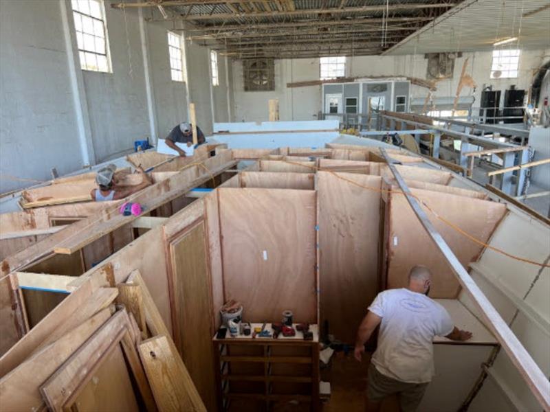 Hull #9 - Forward cabin installation - photo © Michael Rybovich & Sons
