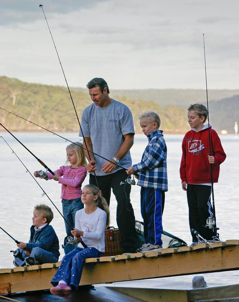 Where it all begins fishing off a wharf with my two daughters and their  cousins on the Port Hacking River photo copyright Andrew Ettingshausen taken at  and featuring the Fishing boat class