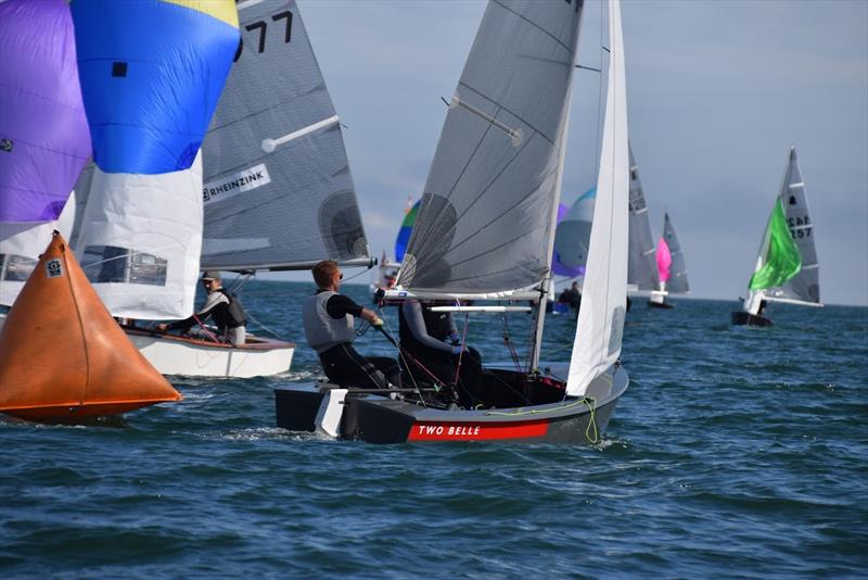 Ger Owens & Melanie Morris lead Robert Dickson & Adrian Lee during the GP14 Championship of Ireland at Sutton Dinghy Club photo copyright Louise Boyle, Charles Sargent & Andy Johnston  taken at Sutton Dinghy Club and featuring the GP14 class