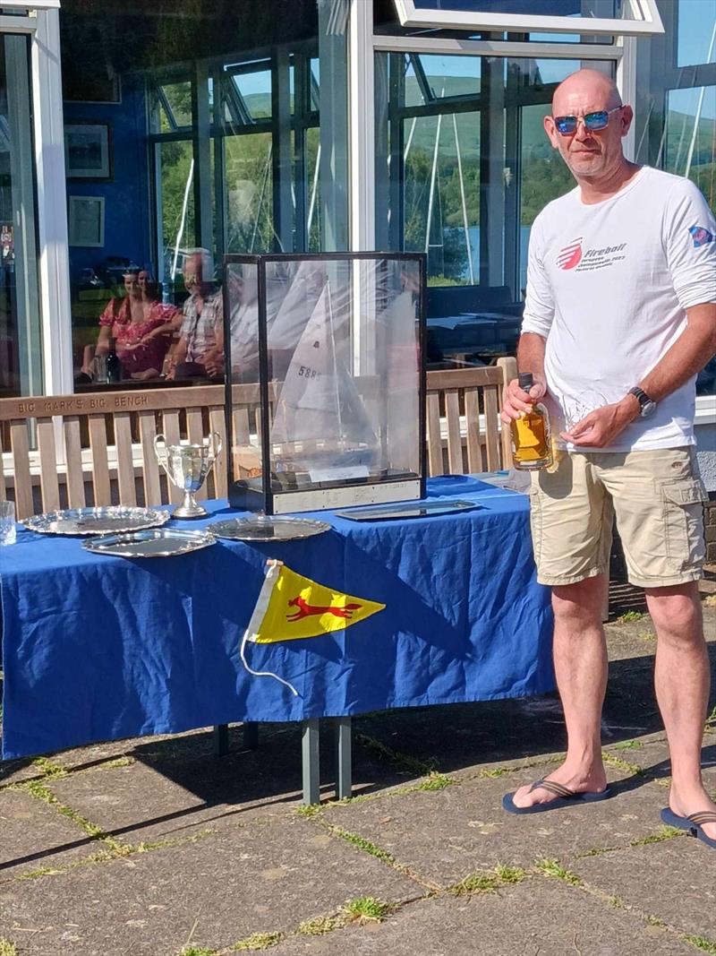 GP14 Northern Area Championship: Shandy with all the race trophies and the overall trophies. Tom had left to try to beat the traffic on his 8hr journey home photo copyright Vanessa Devereux taken at Bassenthwaite Sailing Club and featuring the GP14 class