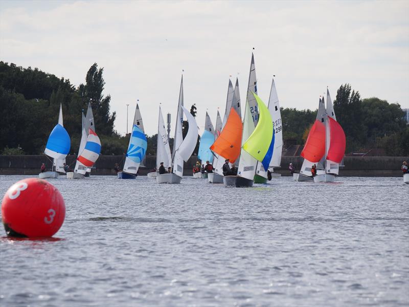 The fleet reaching during the GP14 Masters Championship at Welsh Harp photo copyright Luke Howard, WHSC taken at Welsh Harp Sailing Club and featuring the GP14 class