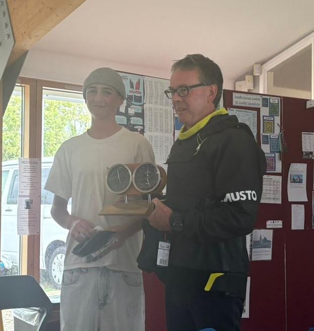 Great grand Master Malcolm James and William Hancock during the GP14 Masters Championship at South Cerney photo copyright Tim Hall taken at South Cerney Sailing Club and featuring the GP14 class