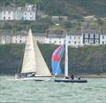 Brainstorm and Laughing Jackass nose-to-nose during the 2025 New Quay Yacht Club Keel Boat Regatta &copy; Chris Seal
