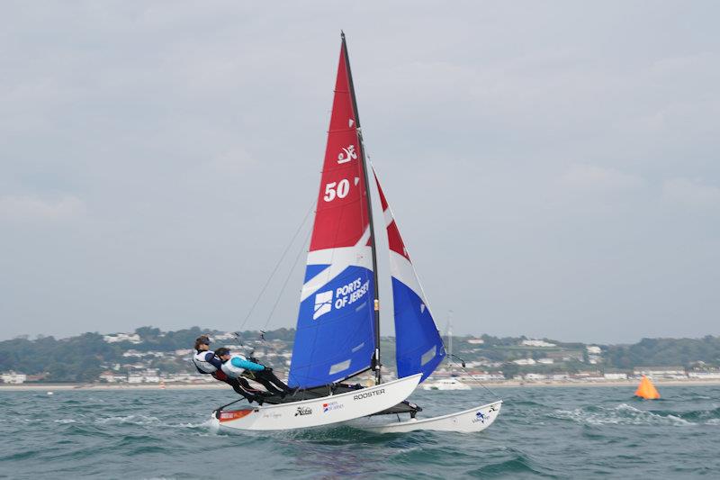 Class 6 winners, 'Ships and Giggles', Ollie Voak and Megan Roworth - 12th Carey Olsen Jersey Regatta photo copyright Simon Ropert taken at Royal Channel Islands Yacht Club and featuring the Hobie 16 class