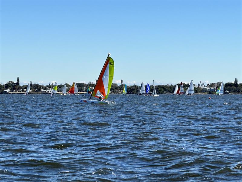 Racecourse action at the Bluster Regatta photo copyright Lisa Herendeen taken at New Bern Yacht Club and featuring the Hobie 18 class