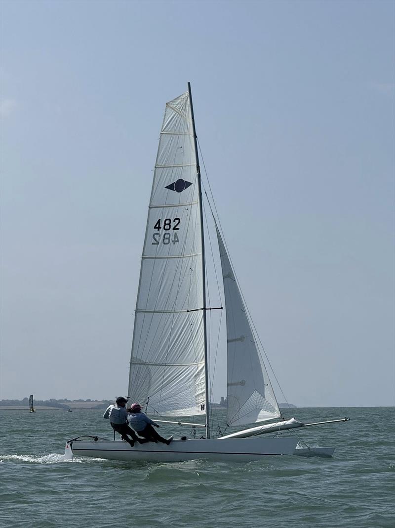 Kevin Skinner & Mandy Cox during the Cat Open at Minnis May photo copyright Eric Holmgren taken at Minnis Bay Sailing Club and featuring the Hurricane 5.9 SX class