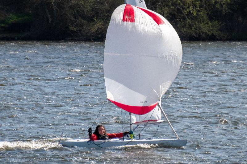Illusion and 2.4m joint open meeting at Middle Nene - Hannah Livingstone sporting her new spinnaker photo copyright David Livingstone taken at Middle Nene Sailing Club and featuring the Illusion class