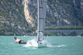 Archie Massey and Harvey Hillary win race 1 of the International 14 Worlds at Lake Garda © Annamaria Ramy