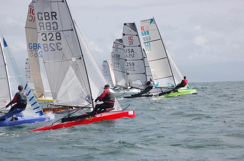 Phil Robbin in 328 nails the start, only to capsize when leading into Mark 1 on day 5 of the International Canoe Worlds at Pwllheli - photo © David Henshall