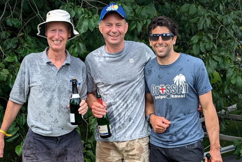 21st International Canoe World Championships - Podium positions wet with Champagne photo copyright Chris Hampe taken at Lübecker Yacht Club and featuring the International Canoe class