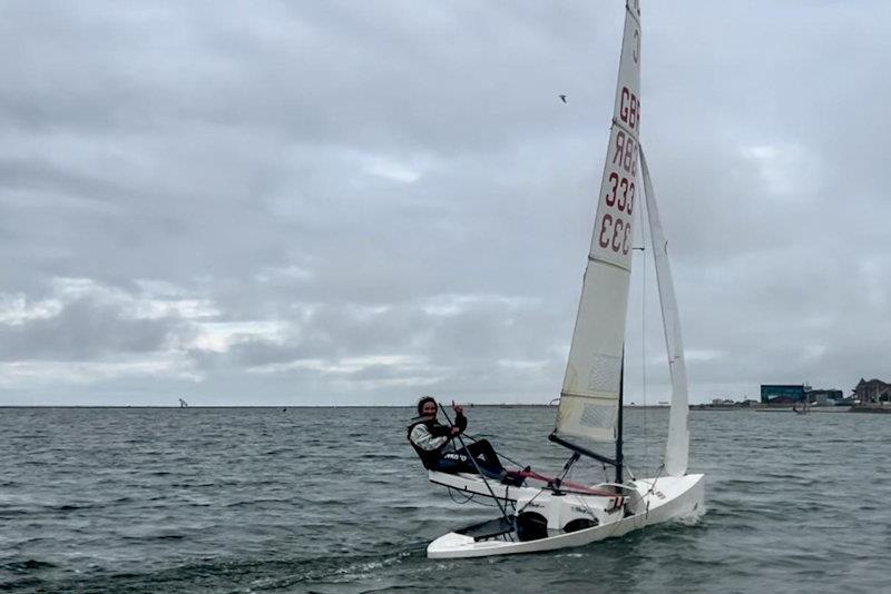 Holly Wright on Day 1 (first sail!) - International Canoe 'Not the Nationals' at West Kirby photo copyright Dan Skinner taken at West Kirby Sailing Club and featuring the International Canoe class