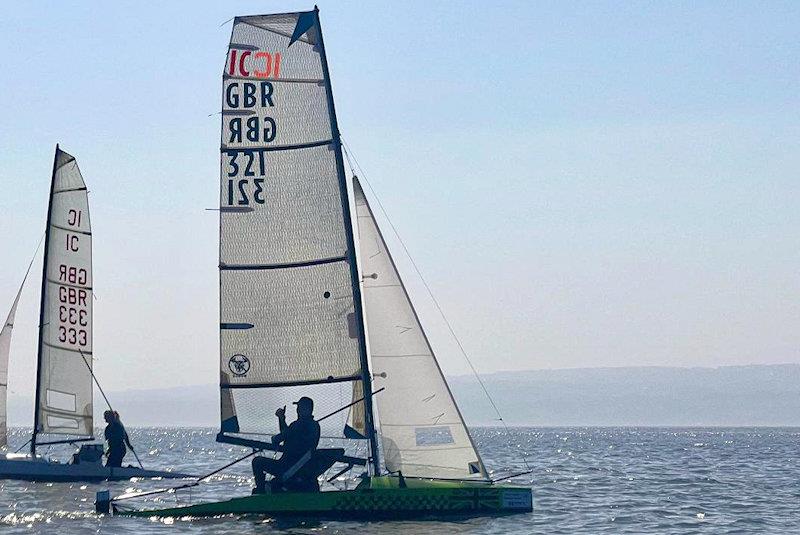 Pete Smith chasing leader Liz Potter in the final pursuit race - International Canoe 'Not the Nationals' at West Kirby - photo © Dan Skinner