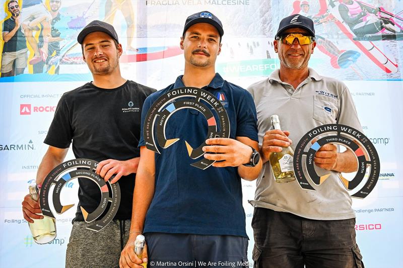 MOTH - Class podium - Mattias Coutts (left) - Enzo Balanger - Simon Hiscocks (right) - Foiling Week 2024 photo copyright Martina Orsini taken at  and featuring the International Moth class