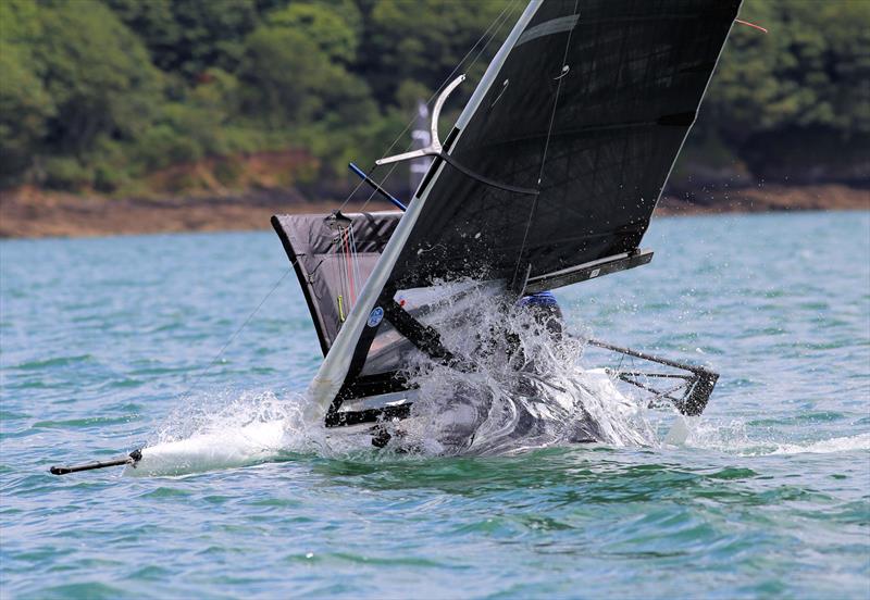 Orkun Soyer on Day 1 of the Wetsuit Outlet International Moth UK Nationals photo copyright Mark Jardine / IMCAUK taken at Restronguet Sailing Club and featuring the International Moth class