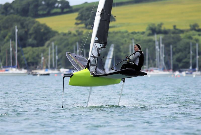 Josie Gliddon on Day 1 of the Wetsuit Outlet International Moth UK Nationals photo copyright Mark Jardine / IMCAUK taken at Restronguet Sailing Club and featuring the International Moth class