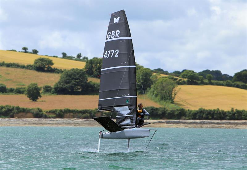 Simon Hiscocks on Day 1 of the Wetsuit Outlet International Moth UK Nationals photo copyright Mark Jardine / IMCAUK taken at Restronguet Sailing Club and featuring the International Moth class