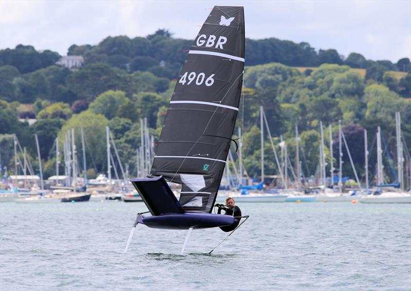 Alex Adams on Day 1 of the Wetsuit Outlet International Moth UK Nationals photo copyright Mark Jardine / IMCAUK taken at Restronguet Sailing Club and featuring the International Moth class