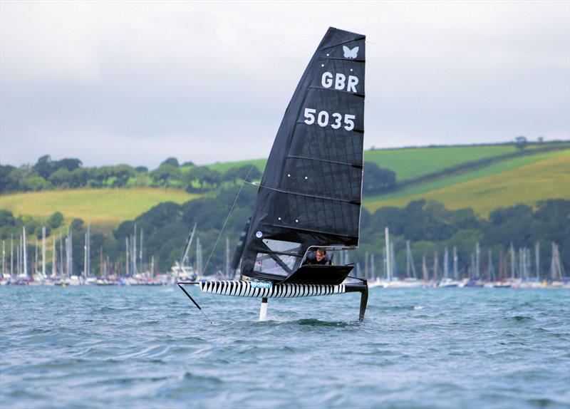 Andrew Friend on Day 2 of the Wetsuit Outlet International Moth UK Nationals photo copyright Mark Jardine / IMCAUK taken at Restronguet Sailing Club and featuring the International Moth class