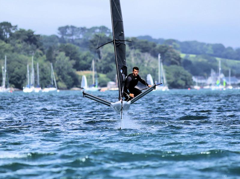 Jack Wetherell on Day 2 of the Wetsuit Outlet International Moth UK Nationals photo copyright Mark Jardine / IMCAUK taken at Restronguet Sailing Club and featuring the International Moth class