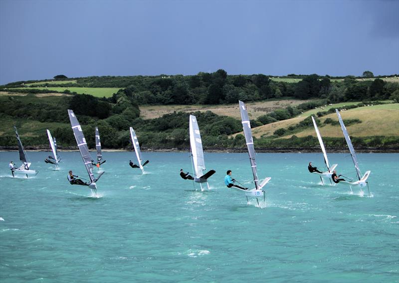 Race 9 Start on Day 2 of the Wetsuit Outlet International Moth UK Nationals photo copyright Mark Jardine / IMCAUK taken at Restronguet Sailing Club and featuring the International Moth class