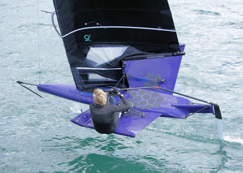 Alex Adams on Day 3 of the Wetsuit Outlet International Moth UK Nationals photo copyright Mark Jardine / IMCAUK taken at Restronguet Sailing Club and featuring the International Moth class