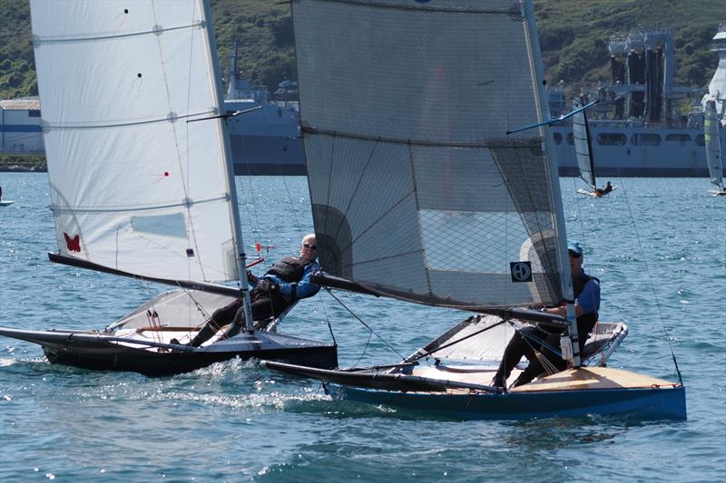 After a long race these two boats were this close on the line - Lowrider International Moth UK National Championship day 2 - photo © Dougal Henshall