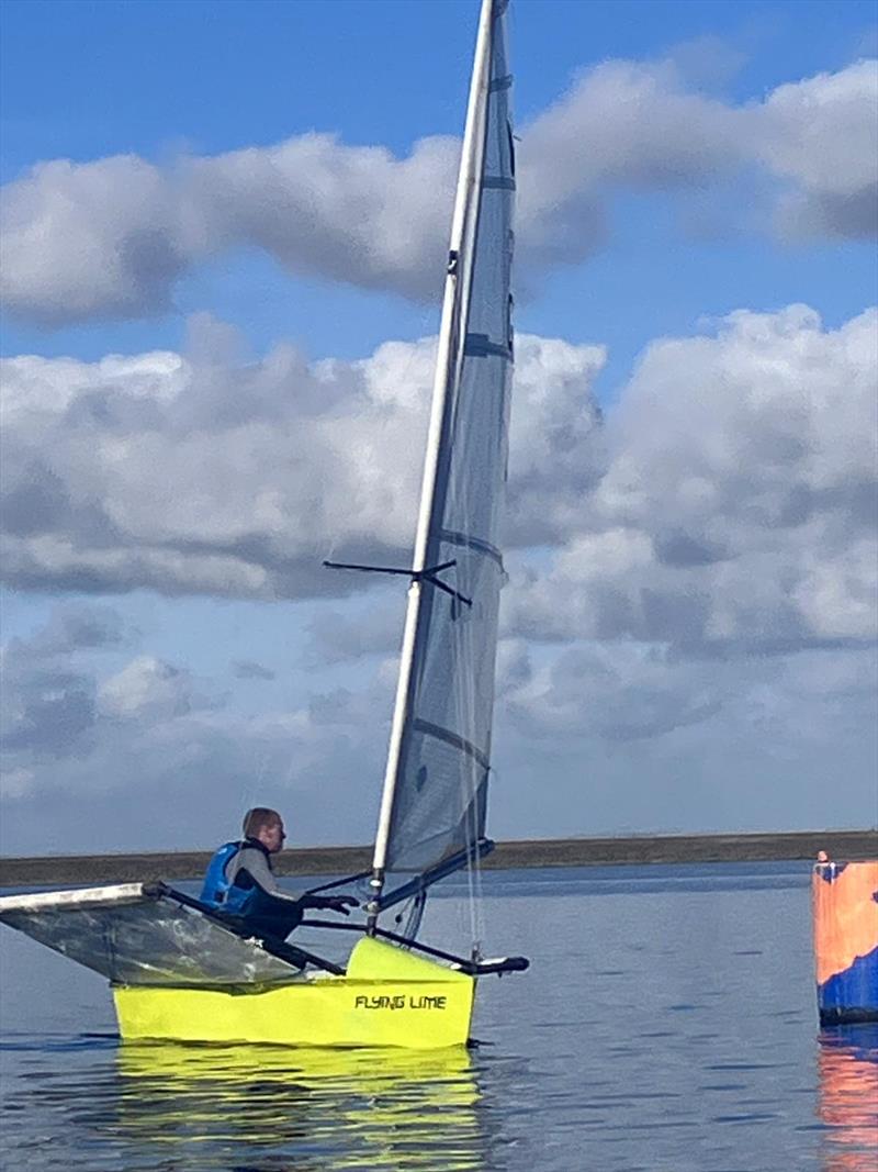 Phil Henry ghosts to the gybe mark during the International Moth Lowriders `Burton Rinse Cycle` Inlands photo copyright Paul Kelly taken at Burton Sailing Club and featuring the International Moth class