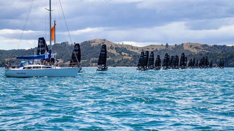 Gold fleet start - Day 5 - 2024 PredictWind Moth Worlds - Manly Sailing Club. January 9, 2025 - photo © Richard Gladwell - Sail-World.com/nz