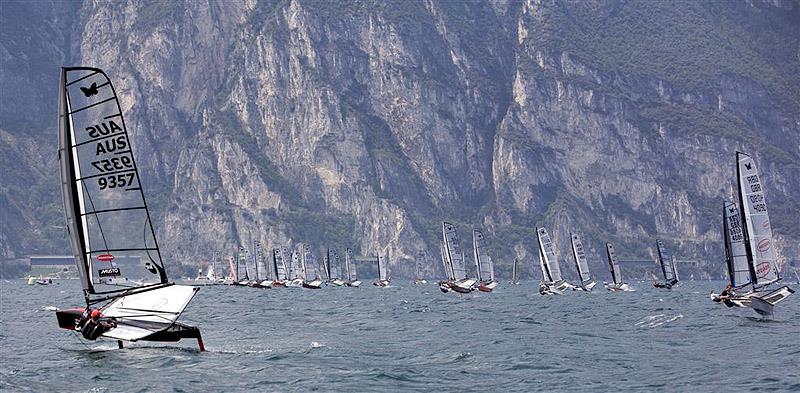 Rohan Veal Port tacking the fleet at Lake Garda in 2007 - photo © Rohan Veal