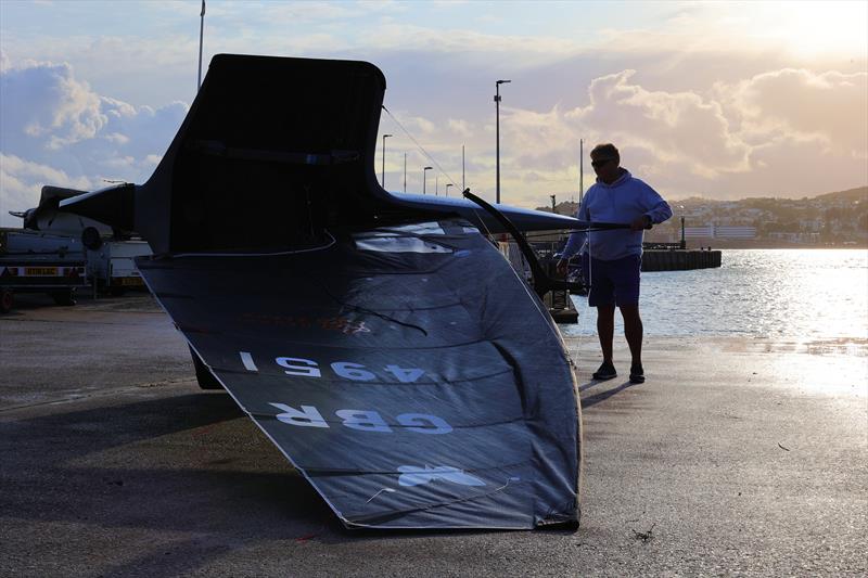 Heading out for a practice sail ahead of the Wetsuit Outlet International Moth UK Championship - photo © Mark Jardine