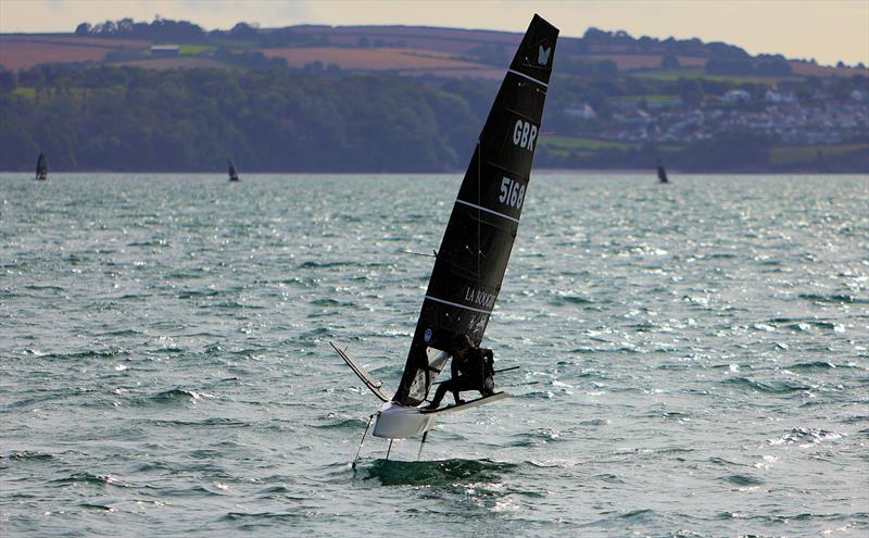 GBR 5168, Hattie Rogers gybes into the Race 8 finish on Wetsuit Outlet International Moth UK Championship Day 2 - photo © Mark Jardine