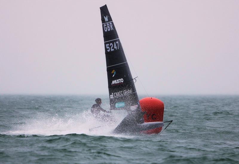 GBR 5247 Dylan Fletcher rounds the leeward mark in Race 10 on Wetsuit Outlet International Moth UK Championship Day 4 - photo © Mark Jardine