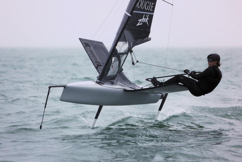 GBR 5168 Hattie Rogers finishes Race 9 on Wetsuit Outlet International Moth UK Championship Day 4 - photo © Mark Jardine
