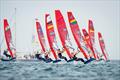 The sailors of the spectacular iQFOiL class fly over the Kiel Fjord © Sascha Klahn