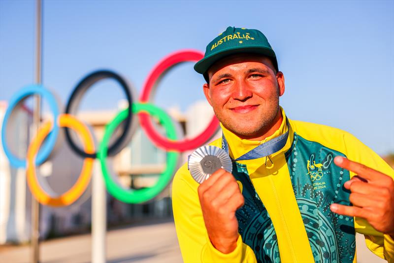 Grae Morris with his silver medal photo copyright Sailing Energy taken at  and featuring the iQFoil class