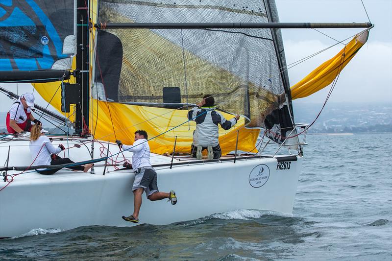 Jason Webb from The Tribe nearly fell out but was saved by his crew - 2018 Teakle Classic Lincoln Week Regatta - photo © Take 2 Photography