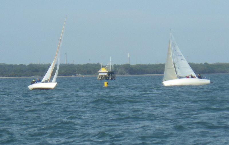 CRS J80 Just Do It chases Folkboat Otter round Oakhaven Mark - Cruiser racing series at Lymington Town photo copyright Alastair Beeton taken at Lymington Town Sailing Club and featuring the IRC class