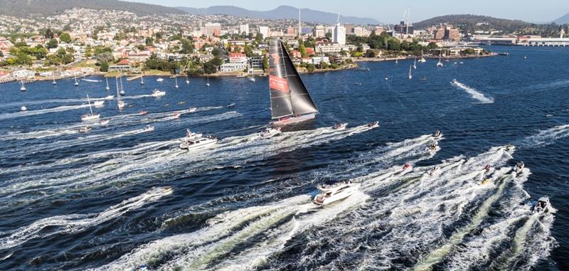 Wild Oats XI arrives in Hobart to claim a record ninth 2018 Rolex Sydney Hobart Yacht Race line honours success photo copyright Rolex / Studio Borlenghi taken at Cruising Yacht Club of Australia and featuring the IRC class