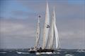 The classic schooner Tabor Boy from Tabor Academy continues as the sole competitor in the Classic Division. Spirit of Bermuda, the other classic entry, sailed outside of the starting line pin, failing to start correctly, not crossing the starting line © Fran Grenon, Spectrum Photo