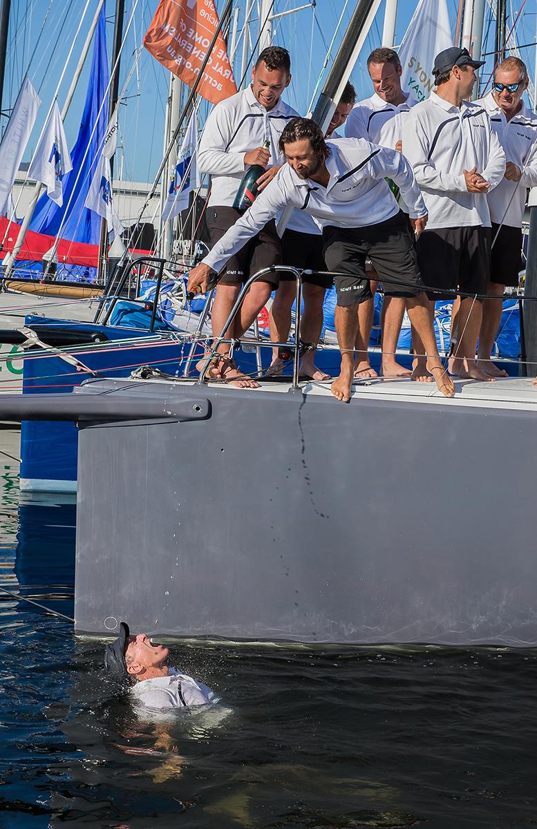 Will Oxley takes a dip and a sip! - photo © Crosbie Lorimer